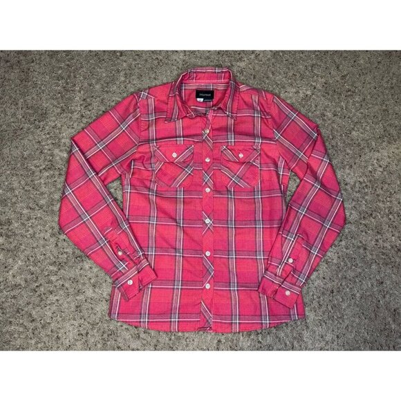 MARMOT Red Plaid Button Up Shirt Gorpcore Outdoor Hiking Western Casual SMALL - Picture 1 of 10